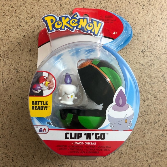 New POKEMON Clip N Go Litwick + Dusk Ball toy